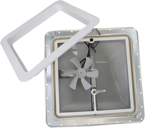 Vista 3 de Class A Customs - Ventilación de techo RV de 12 voltios de 14 pulgadas con tapa blanca estilo cuña - Masilla y tornillos 71112A-PS