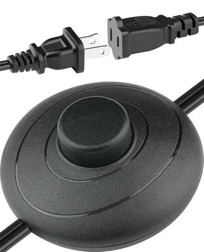 Interruptor de pie de extensión de encendido/apagado de 1.8m/6 pies, interruptor en el medio del cable, enchufe polarizado de 2 puntas y enchufe en