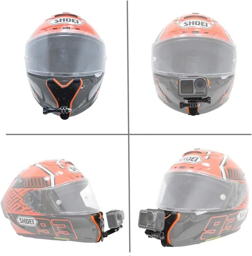 Vista 7 de Soporte de barbilla para casco de motocicleta para GoPro Hero, correa de soporte de montaje de mandíbula para casco con kits de brazo giratorio