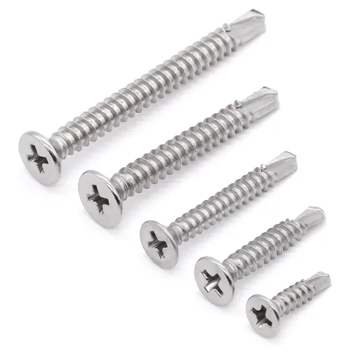 Vista 8 de Glvaner 100 tornillos autoperforantes Phillips #6 x 1 de cabeza plana, acero inoxidable 410, tornillos autoperforantes rápidos de cabeza plana