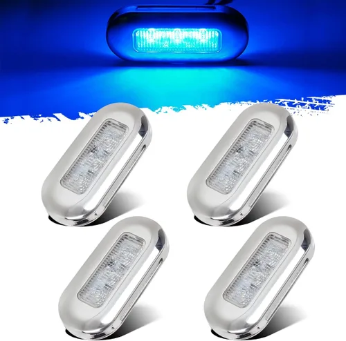 Luces LED de cortesía de 3 pulgadas, 4 unidades, para yates, botes, escaleras, jardines, lente transparente