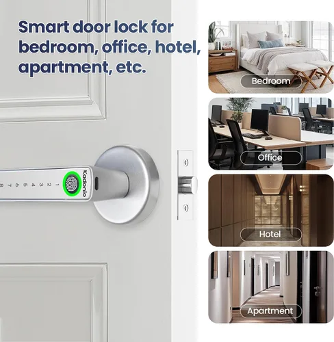Vista 9 de Cerradura de puerta de huellas dactilares, perilla de puerta inteligente biométrica, cerradura de puerta inteligente de entrada sin llave con asa