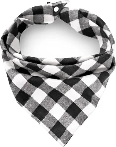 Vista 18 de AnF Bandana de Cumpleaños a Cuadros para Perro y Pañuelo Triangular para Perro - Algodón Suave, Doble Capa, Bandanas Lavables con Botón Ajustable