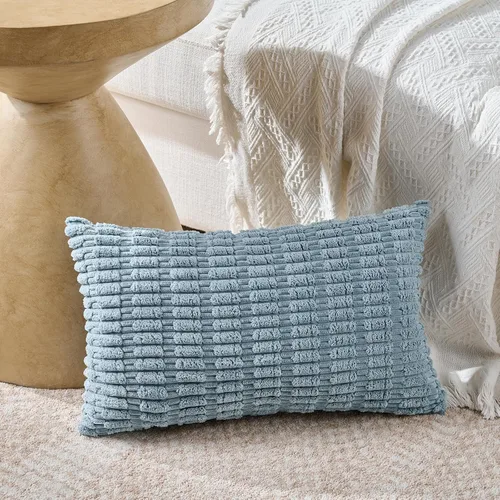 Vista 318 de Fancy Homi Paquete de 2 fundas de almohada decorativas color verde azulado de 18 x 18 pulgadas para sala de estar, sofá, cama, sofá, rústico