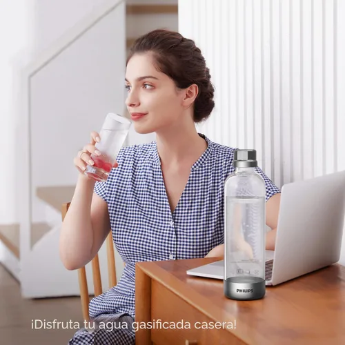 Vista 6 de Philips Máquina de transmisión de refrescos, fabricante de agua con gas inoxidable, fácil de instalar con botella de carbonatación de PET de giro