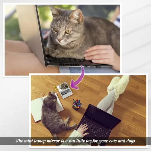 Vista 4 de Jetec Mini Espejo de Bolsillo para Laptop de Gato Espejo de Laptop de Gato 3.7 x 2.5 Pulgadas Pequeño Espejo de Computadora Falso Compacto para Casa