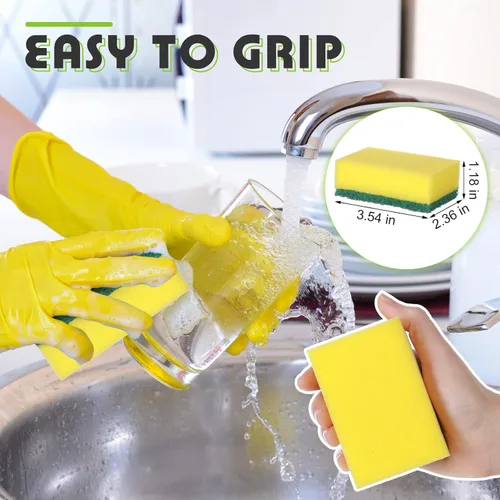 Vista 2 de Esponja para platos de cocina, esponja de limpieza multicolor, almohadilla de fregado de doble cara, no raya, esponja absorbente para lavar platos