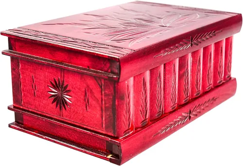 Vista 2 de Caja de rompecabezas de madera hecha a mano (tamaño grande), llave secreta oculta y compartimento de almacenamiento para anillos, collares, aretes