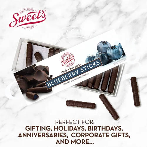 Vista 4 de Sweet Candy Company Varillas de chocolate negro con sabor a arándano - Varillas gourmet cubiertas de chocolate, varillas de chocolate con sabor a