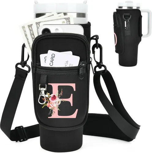 Vista 32 de Initial Water Bottle Holder with Strap for Stanley Cup Accessories 40 oz Tumbler/Simple Modern Tumbler Bag, Water Bottle Carrier Bag with Strap for