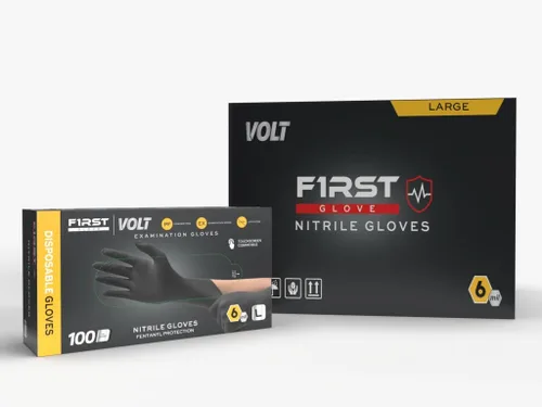 Vista 8 de First Glove - Guantes desechables de nitrilo Volt de 6 milésimas de pulgada negros, guantes de limpieza seguros para alimentos para cocina, hogar