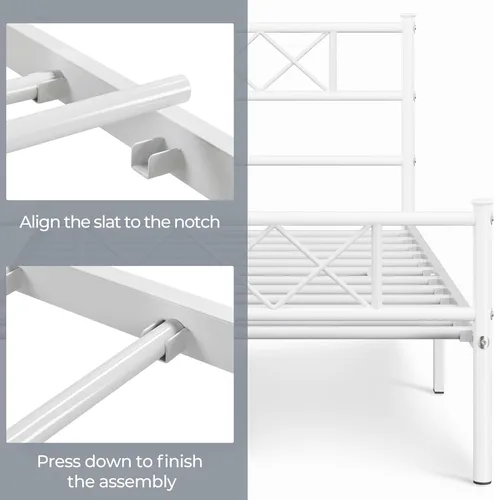 Vista 6 de Yaheetech Marco de cama de plataforma metálica tamaño twin con cabecero y pie de cama simples, base de colchón para almacenamiento debajo