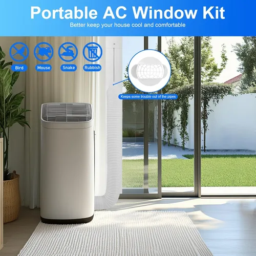 Vista 6 de Kit de ventilación portátil para ventana de aire acondicionado, kit de sellado ajustable para ventana de CA, kit de ventilación de CA para puerta