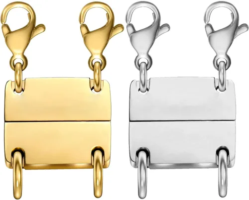 Cierre magnético para collar en capas, separador de oro y plata de 18 quilates para collares apilables