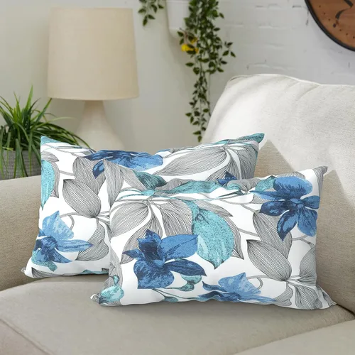 Vista 58 de DYTXIII Paquete de 2 almohadas lumbares impermeables para exteriores con rellenos, 12 x 20 pulgadas, almohada decorativa rectangular para patio