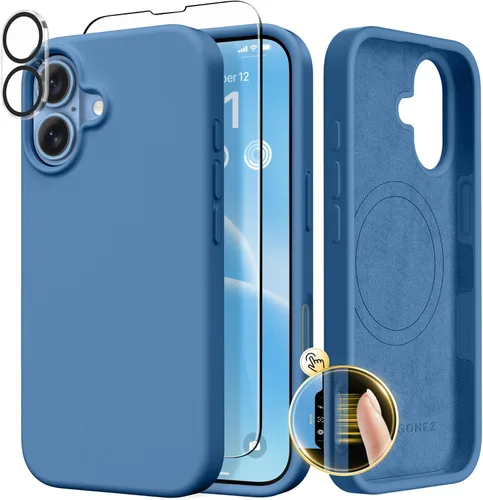 Vista 1776 de GONEZ Funda magnética para iPhone 14, compatible con Magsafe, con protector de pantalla + protector de cámara, forro de microfibra antiarañazos