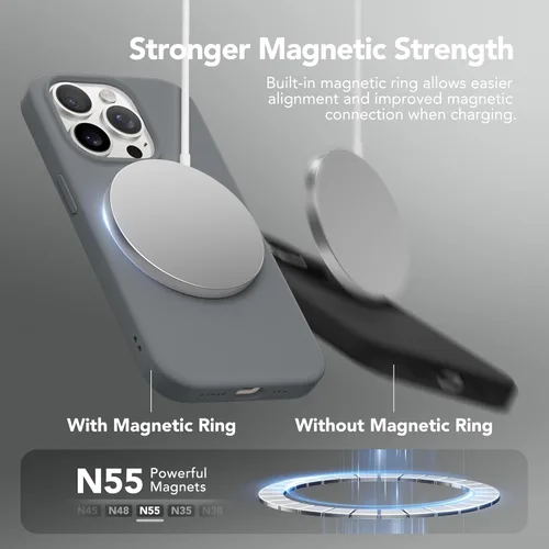 Vista 380 de GONEZ Funda magnética para iPhone 14, compatible con Magsafe, con protector de pantalla + protector de cámara, forro de microfibra antiarañazos