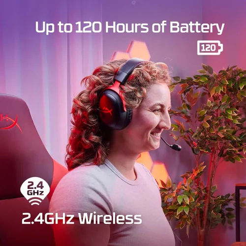 Vista 2 de HyperX Cloud III - Auriculares inalámbricos para juegos para PC, PS5, PS4, batería de hasta 120 horas, inalámbrico de 2.4 GHz, controladores