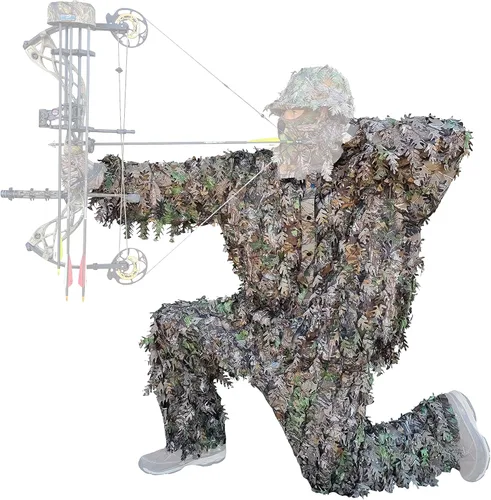 Vista 13 de QuikCamo Mossy Oak 3D Leafy Camo Ghillie Suit - Breathable Quiet Mesh, Snaps and Zippered Pockets for Turkey Hunting