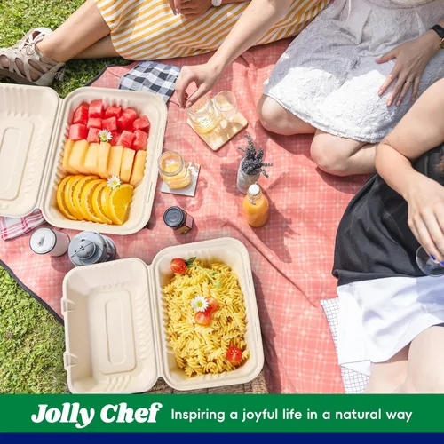 Vista 5 de JOLLY CHEF Contenedores de alimentos para llevar con diseño de concha, [paquete de 75 unidades de 9 * 6 pulgadas], contenedores desechables