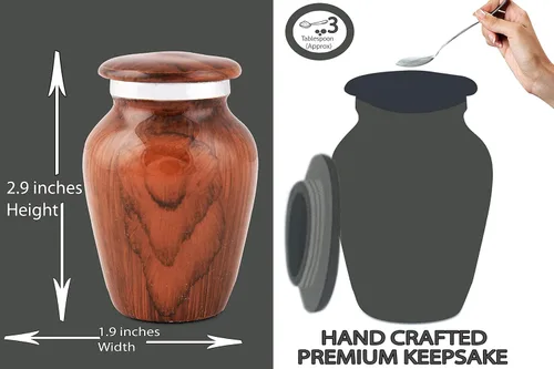 Vista 6 de BOLD & DIVINE Urna de recuerdo con temática texturizada de madera, urna conmemorativa de cenizas humanas, entierro, urnas de cremación fúnebre