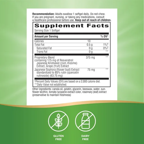 Vista 5 de Nature's Way Resveratrol-Forte, protege de los radicales libres*, 60 cápsulas blandas