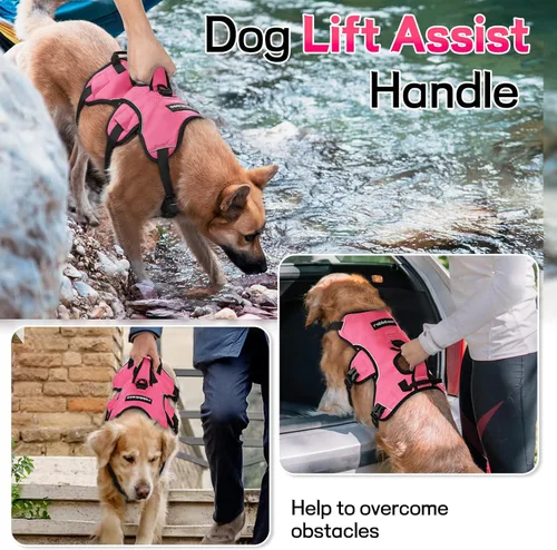 Vista 4 de rabbitgoo Arnés para perro a prueba de escapes, arnés suave acolchado de cuerpo completo para mascotas, chaleco reflectante ajustable sin tirones