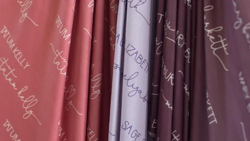 Vista 2 de Personalized Name Only Pink Baby Girl Swaddle Set, Soft and Stretchy Jersey Knit, Solid Color Swaddle Blanket and Headband, Baby's Name Blanket