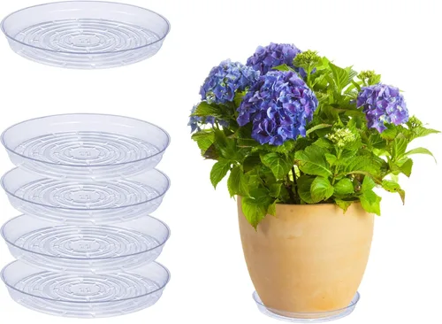 Vista 19 de Curtis Wagner Plastics Plant Tray Basket Liner (5-Pack) - Clear, Deep (Diameter = 4 top, 2.87 Bottom, 2.37 Depth) Thin Plastic for Indoor or Garden