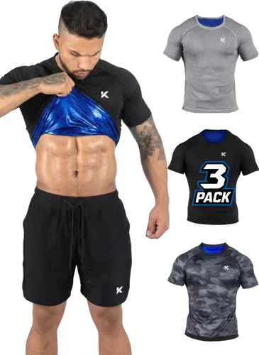 Kewlioo - Camisa de traje de sauna para hombre, chaleco de compresión de sudor que atrapa el calor, faja moldeadora, chaqueta versátil para hacer