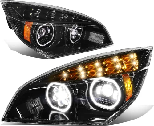 Vista 15 de DNA MOTORING Par de faros LED compatibles con Freightliner Cascadia 18-24, luces de señal de giro ámbar, negro, HL-HAY-060-BK