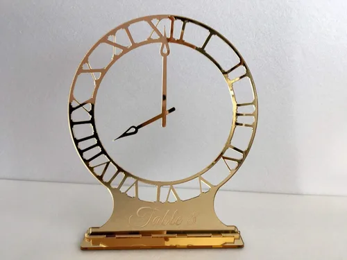 Vista 8 de Wedding Table Numbers, Personalized Laser Cut Clock, Freestanding Modern Centerpieces, Reception Decor, Custom Number Holders, Clock Table Numbers