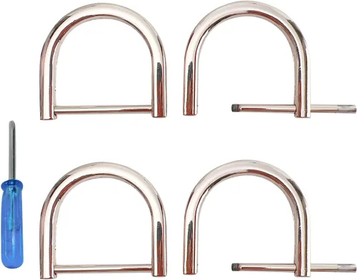 Vista 10 de willikiva 4 anillos en D con tornillo de cierre de repuesto para llave de grillete en forma de U, soporte de anillos D, herradura, de cuero
