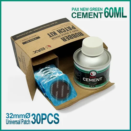 Vista 2 de PAX Kit de parches universales de neumáticos redondos de 32 mm (30 piezas), con 60 ml de cemento de goma verde, kit de parches de tubo