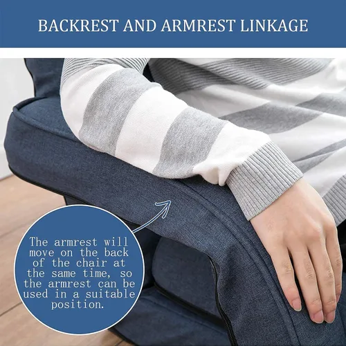 Vista 7 de FLOGUOR Silla de piso ajustable de 14 posiciones, tumbona para interiores, sofá plegable perezoso con reposabrazos y una almohada acolchada