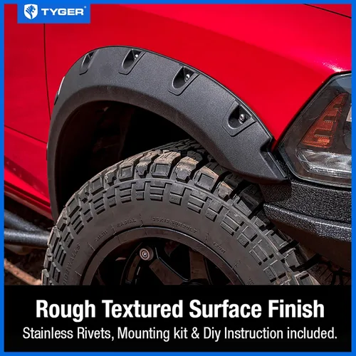 Vista 2 de Tyger Auto Fender Flare compatible con Dodge Ram 1500 2009-2018; 2019-2024 Classic (no compatible con R/T Rebel Warlock), estilo remachado de pernos