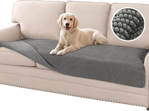 Vista 9 de Flamingo P Funda de cama de felpilla para perro, funda gruesa para sofá biplaza para perros, lavable, protector antideslizante para sofá de 2