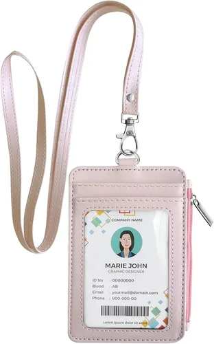 Vista 19 de Bolimoss Porta credenciales y chaleco con tarjetero 2 en 1, soportes para tarjetas de crédito con cordón de cuello desmontable, cartera de cuero