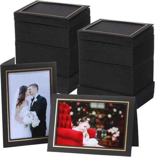 200 tarjetas de marco de fotos con sobres, marco de fotos de papel de 4 x 6 pulgadas, tarjetas de notas, soporte para tarjetas de fotos para Negro