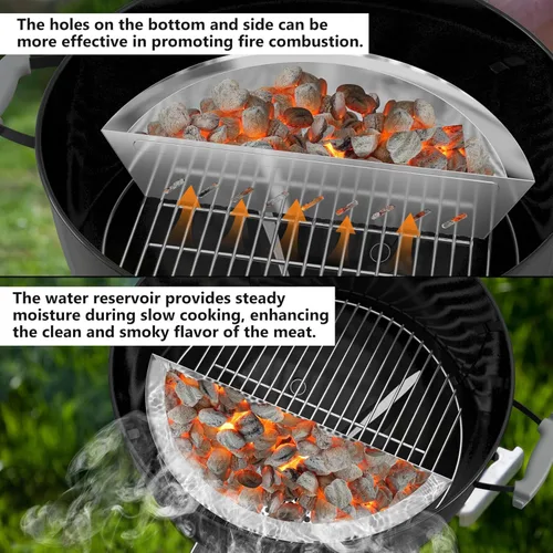 Vista 5 de onlyfire Cesta de carbón de acero inoxidable para parrillas de carbón Weber de 26 pulgadas