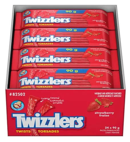 TWIZZLERS Caramelos de regaliz, Twizzelators de fresa, 24 unidades