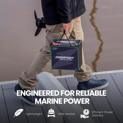 Vista 4 de Batería marina de ciclo profundo Newport de 12V50Ah, resistente y sellada AGM, ligera, compatible con motor de arrastre