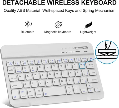 Vista 3 de BORIYUAN Funda con teclado para iPad mini, teclado Bluetooth inalámbrico desmontable delgado con folio inteligente para Apple iPad mini 5 2019/iPad