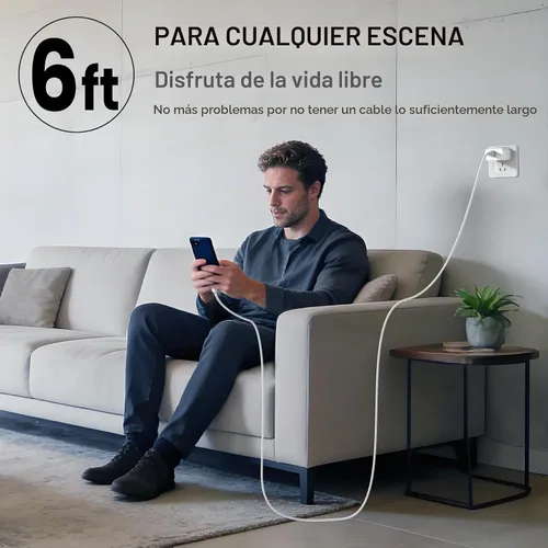 Vista 7 de Cargador para iPhone 17 Pro Max de carga rápida, 40 W Dual USB C Bloque de carga rápida con cable de carga tipo C de 6 pies para iPhone 17/17 Pro/17
