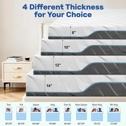 Vista 3 de Extra Firm Twin Memory Foam Mattress 8 Inch In a Box Dual Side Flippable Medium to Extra Firm Dual Side Flippable Mattress for Back Pain Removable