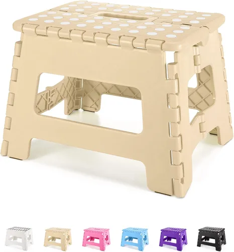 Dyforce Taburete plegable de 9 pulgadas, taburete para niños, taburetes resistentes para adultos, taburetes de pie compactos, taburetes ligeros para