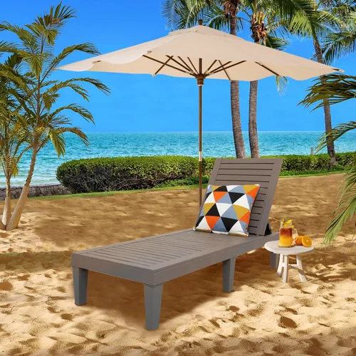 Vista 5 de Tumbona al aire libre para piscina, banco de patio, tumbona impermeable, gris