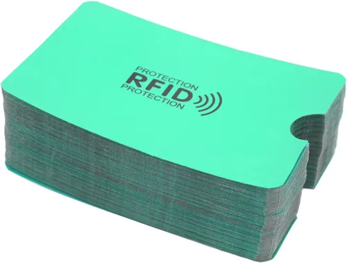 Vista 8 de 100 fundas magnéticas para bloquear tarjetas, diseño compacto y ligero, antiescaneo, antirrobo de identidad (verde)
