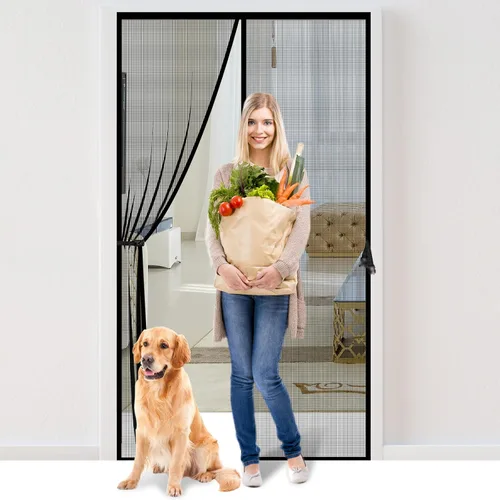 Pantalla magnética de fibra de vidrio para puerta de 30 x 80 pulgadas, malla de fibra de vidrio resistente para puerta interior, patio y puertas