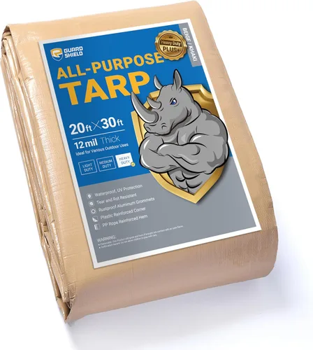 Vista 26 de GUARD SHIELD Lona beige de 8 x 10 pies, lonas grandes resistentes para exteriores, cubierta de lona de 12 mil